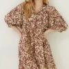 FatFace Scarlett Floral Brown Dress 1 FatFace Scarlett Floral Brown Dress -Fat Face Shop T49469s