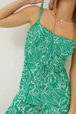 FatFace Green Natalie Tropical Leaf Jumpsuit -Fat Face Shop T49475s4