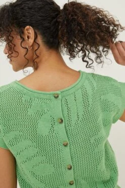 FatFace Green Faye Palm Button Back Knit Top 10 FatFace Green Faye Palm Button Back Knit Top -Fat Face Shop T49482s4