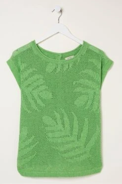 FatFace Green Faye Palm Button Back Knit Top 11 FatFace Green Faye Palm Button Back Knit Top -Fat Face Shop T49482s5