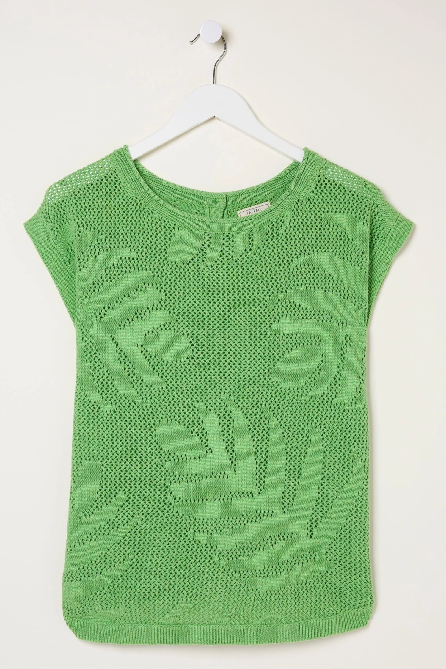 FatFace Green Faye Palm Button Back Knit Top 7 FatFace Green Faye Palm Button Back Knit Top - Image 5