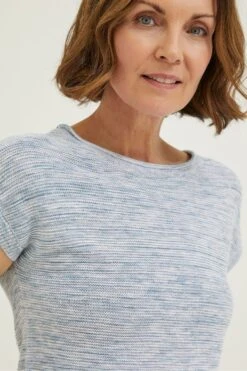 FatFace Blue Faye Button Back Knit Top -Fat Face Shop T49485s3