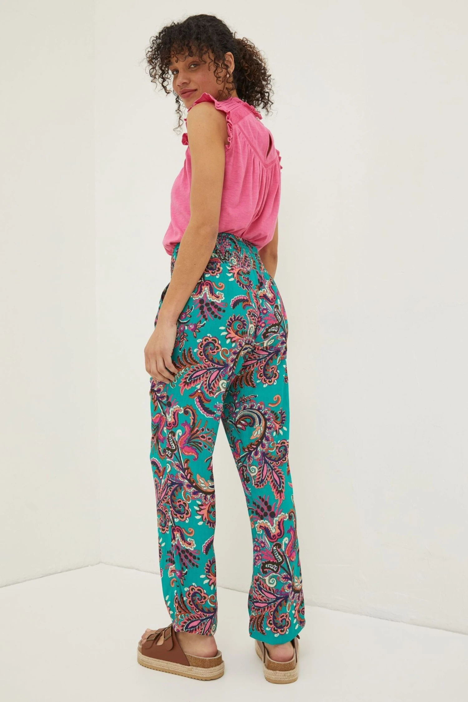 FatFace Green Festival Shirred Trousers 4 FatFace Green Festival Shirred Trousers - Image 2