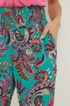 FatFace Green Festival Shirred Trousers 9 FatFace Green Festival Shirred Trousers -Fat Face Shop T49489s3