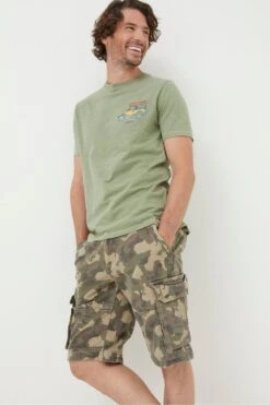 FatFace Green Breakyard Camo Cargo Shorts