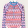 FatFace Pink Aztec Long Sleeve Swimsuit