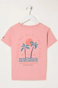 FatFace Pink Palm Mini Me T-Shirt -Fat Face Shop T52338s4