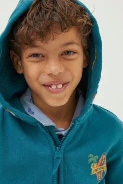 FatFace Grey Colourblock Zip Hoodie -Fat Face Shop T52352s3