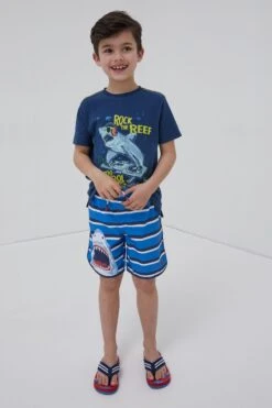 FatFace Blue Shark Graphic Boardies