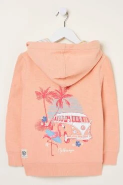 FatFace Pink Graphic Zip Hoodie -Fat Face Shop T52404s5