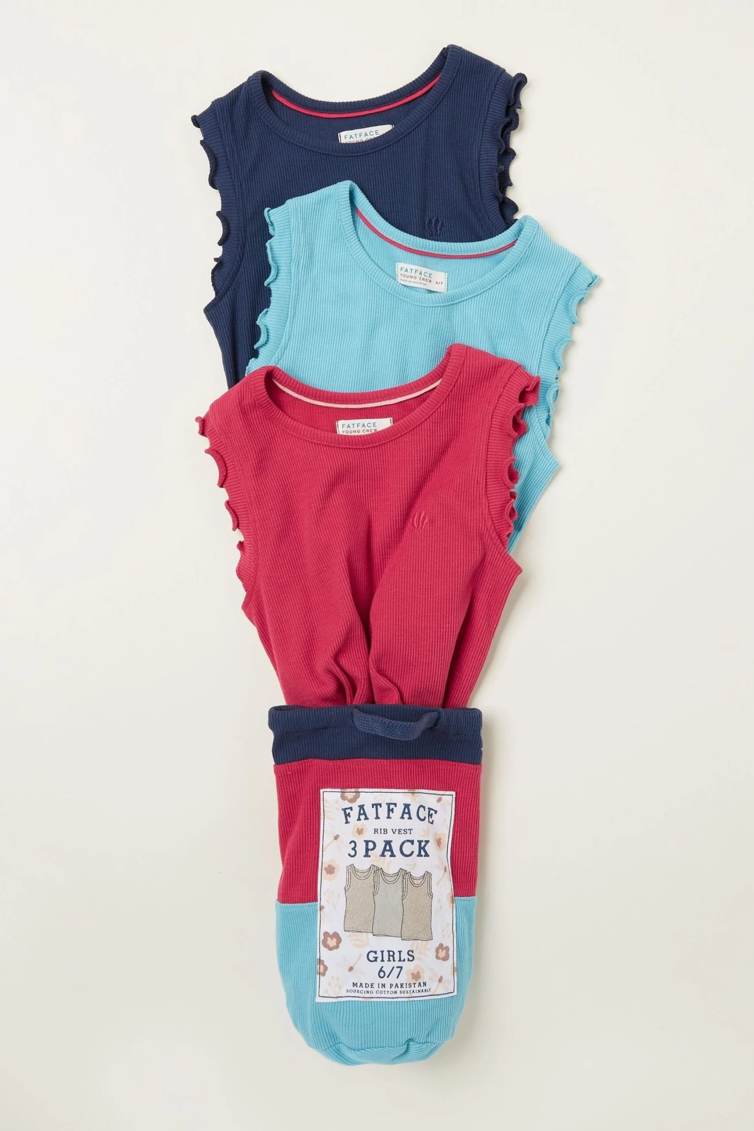 FatFace Rib Jersey Vest 3 Packs 3 FatFace Rib Jersey Vest 3 Packs