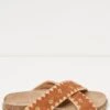 FatFace Embroidered Meldon Brown Sandals -Fat Face Shop T53242s