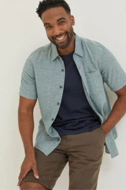 FatFace Green Bugle Linen Cotton Shirt