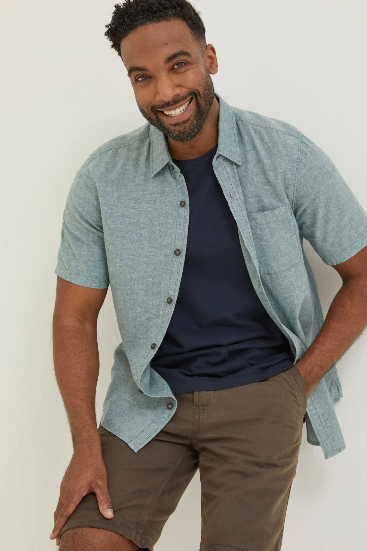 FatFace Green Bugle Linen Cotton Shirt 3 FatFace Green Bugle Linen Cotton Shirt