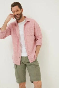 FatFace Pink Plain Linen Shirt