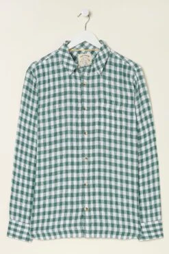 FatFace Green Gingham Linen Shirt -Fat Face Shop T54425s5