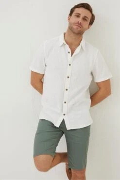 FatFace Dimson Textured White Shirt