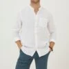 FatFace Linen Grandad White Shirt -Fat Face Shop T54635s