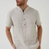 FatFace Natural Stripe Pop Over Linen Shirt 1 FatFace Natural Stripe Pop Over Linen Shirt -Fat Face Shop T54720s