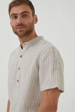 FatFace Natural Stripe Pop Over Linen Shirt -Fat Face Shop T54720s4