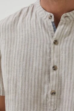 FatFace Natural Stripe Pop Over Linen Shirt -Fat Face Shop T54720s5