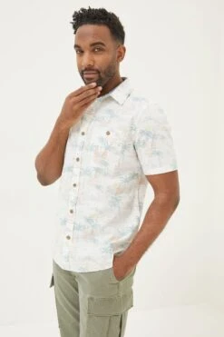 FatFace Surf Print White Shirt