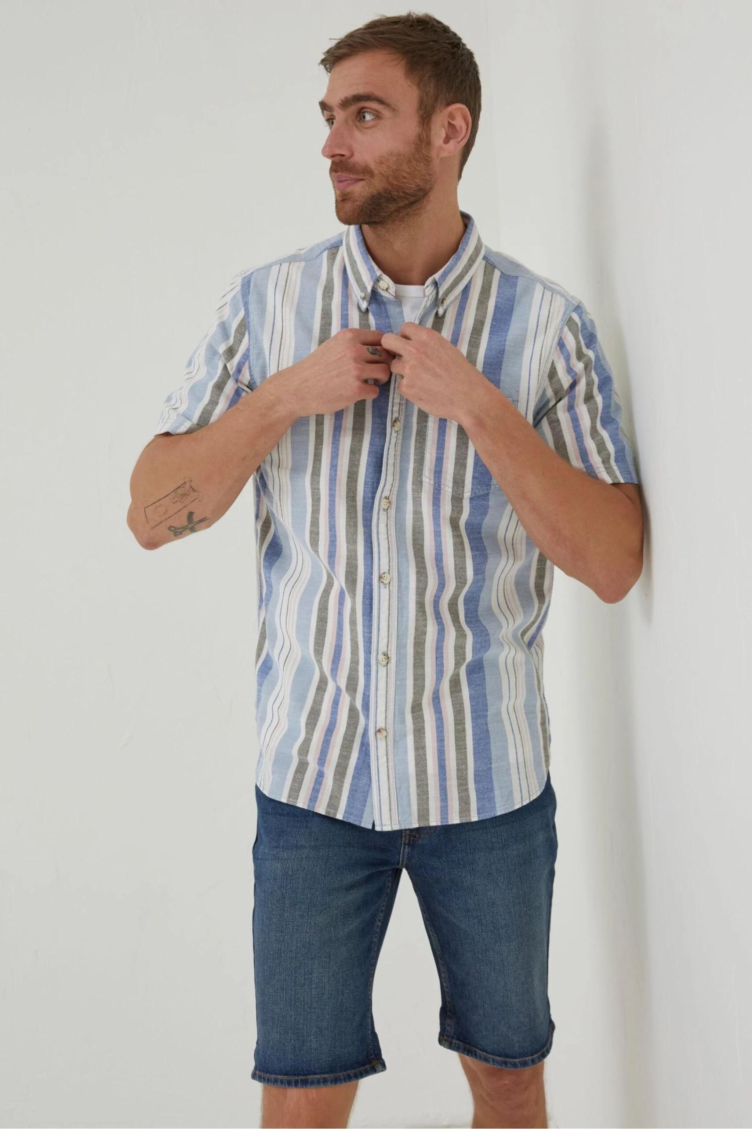 FatFace Blue Tynemouth Stripe Shirt 5 FatFace Blue Tynemouth Stripe Shirt - Image 3