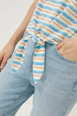 FatFace Blue Fran Stripe Tie Front Top -Fat Face Shop T60276s4