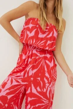 FatFace Red Bennie Ikat Jumpsuit -Fat Face Shop T60374s4