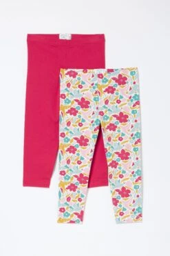 FatFace Pink Floral Blooms Crop Leggings 2 Pack