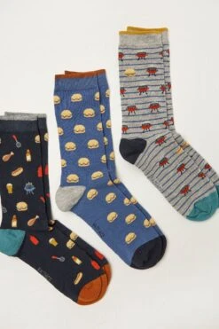 FatFace Blue BBQ Socks 3 Pack