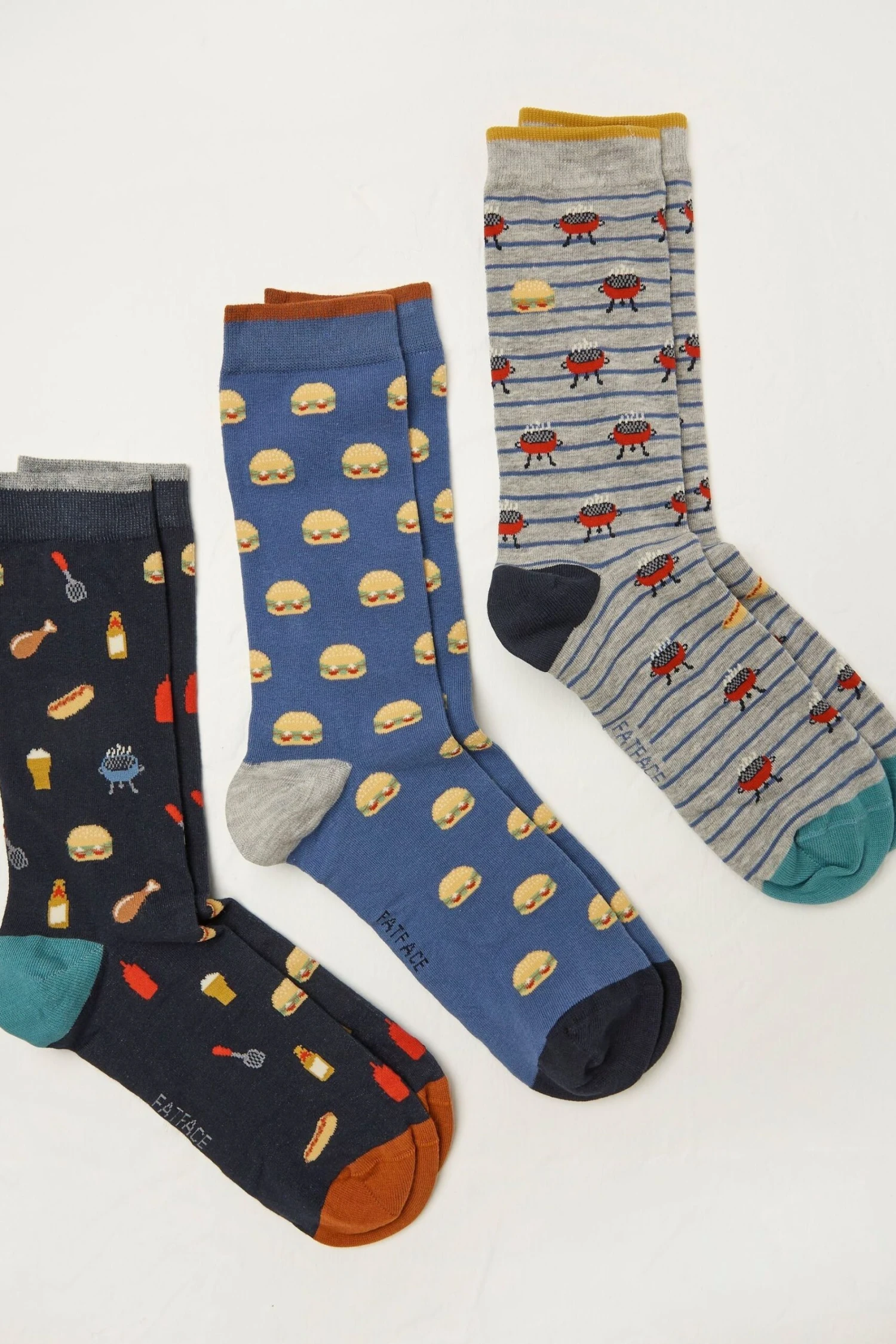 FatFace Blue BBQ Socks 3 Pack 3 FatFace Blue BBQ Socks 3 Pack
