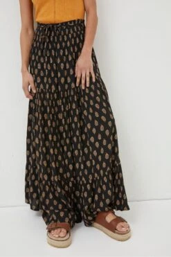 FatFace Jayla Woodblock Black Maxi Skirt -Fat Face Shop U04 403s3