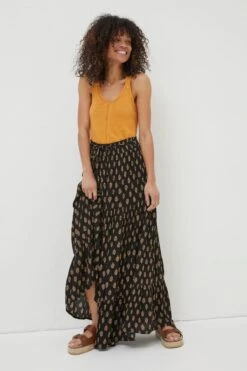 FatFace Jayla Woodblock Black Maxi Skirt -Fat Face Shop U04 403s5