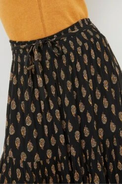 FatFace Jayla Woodblock Black Maxi Skirt -Fat Face Shop U04 403s6