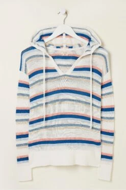 FatFace Natural Coastal Stripe Knitted Hoodie -Fat Face Shop U04 580s5