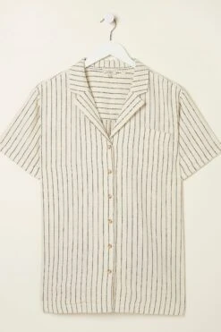FatFace Natural Mali Linen Blend Stripe Shirt -Fat Face Shop U04310s5