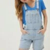 FatFace Blue Shortie Dungarees -Fat Face Shop U04412s