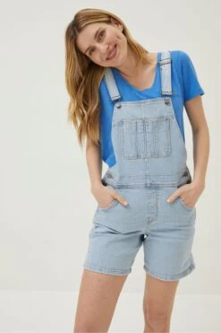 FatFace Blue Shortie Dungarees