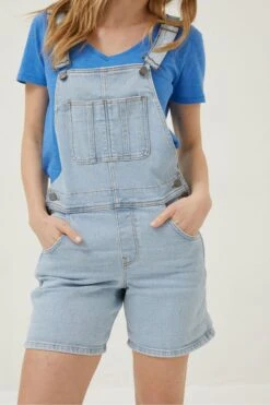 FatFace Blue Shortie Dungarees -Fat Face Shop U04412s5