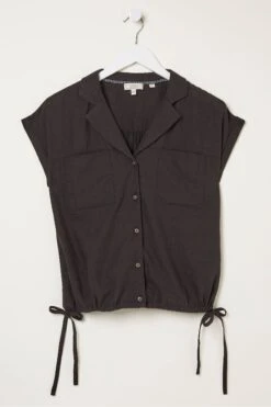 FatFace Val Linen Blend Black Shirt -Fat Face Shop U04487s7