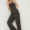 FatFace Vic Linen Woodblock Black Jumpsuit -Fat Face Shop U04488s