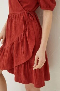 FatFace Red Danica Jersey Wrap Dress -Fat Face Shop U04499s4