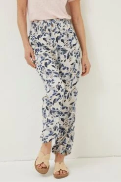 FatFace Natural Batik Flowers Shirred Trousers