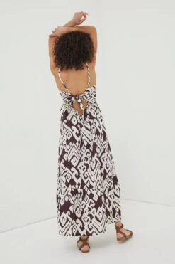 FatFace Julien Ikat Linen Midi Brown Dress -Fat Face Shop U04540s2
