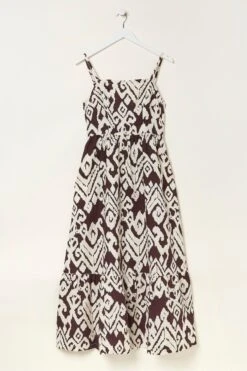 FatFace Julien Ikat Linen Midi Brown Dress -Fat Face Shop U04540s7