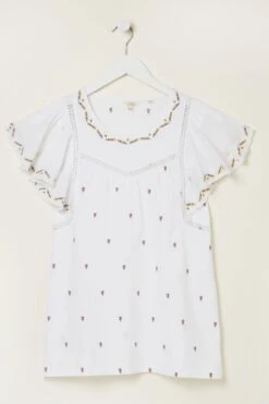 FatFace Natural Leah Embroidered Top -Fat Face Shop U04558s6