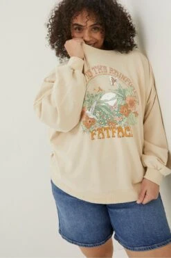 FatFace Natural Alex Rainforest Crew Sweatshirt -Fat Face Shop U04824s6