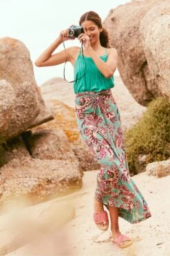 FatFace Green Shona Festival Maxi Skirt 14 FatFace Green Shona Festival Maxi Skirt -Fat Face Shop U12 267s6