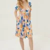 FatFace Orange Aideen Stencil Floral Dress -Fat Face Shop U12 365s